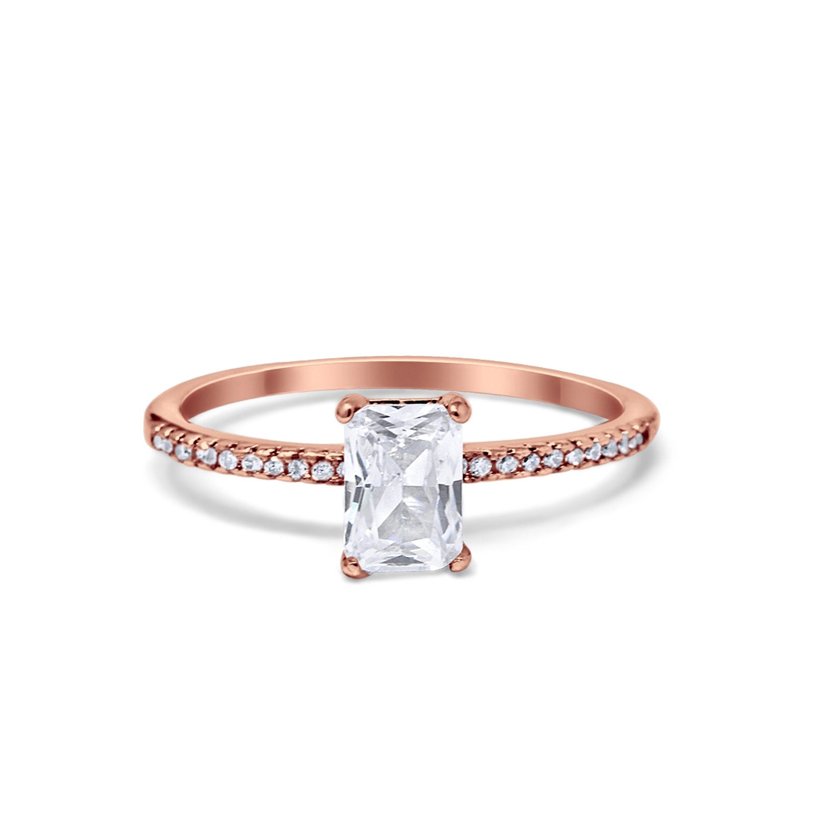 Art Deco Wedding Ring 925 Sterling Silver Simulated Cubic Zirconia