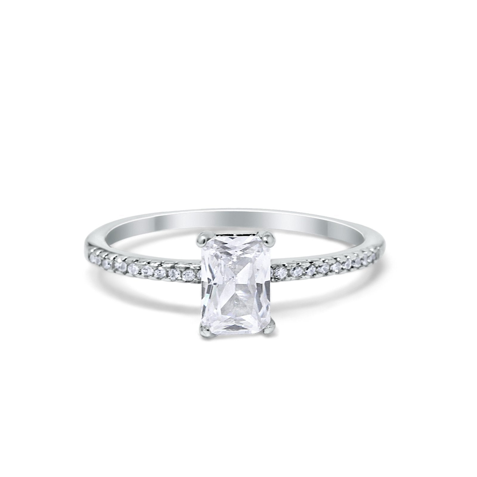 Art Deco Wedding Ring 925 Sterling Silver Simulated Cubic Zirconia