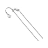 .9MM Adjustable Box Rhodium Plated Chain 925 Sterling Silver 22 Inches