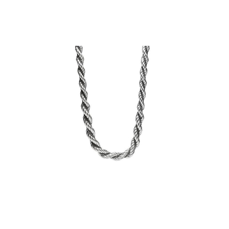 1.4MM Adjustable Rhodium Finished Rope Chain .925 Sterling Silver Sizes 22 Inches