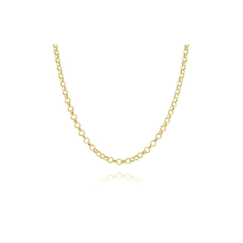 2.06MM 030 Yellow Gold Rolo Chain .925 Sterling Silver Length "16-20"