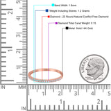 14K Gold 1.7mm Art Deco Diamond Eternity Wedding Band G SI