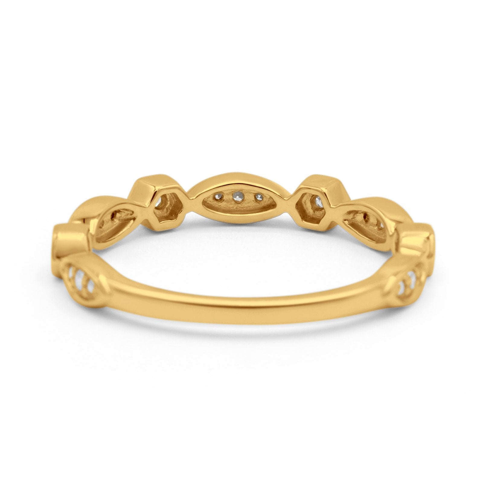 14k Gold .12ct Round Conflict Free Natural Diamond Half Eternity Band Marquise Art Deco 3mm Wedding Engagement Ring