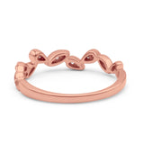 14k Gold 0.13ct Round Natural Diamond Half Eternity Band Marquise Art Deco 3.5mm Leaves Wedding Band Ring Twisted Engagement Ring