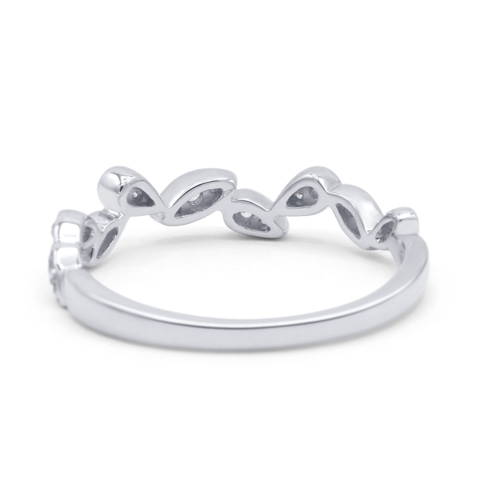 14k Gold 0.13ct Round Natural Diamond Half Eternity Band Marquise Art Deco 3.5mm Leaves Wedding Band Ring Twisted Engagement Ring