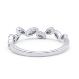 14k Gold 0.13ct Round Natural Diamond Half Eternity Band Marquise Art Deco 3.5mm Leaves Wedding Band Ring Twisted Engagement Ring