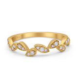 14k Gold 0.13ct Round Natural Diamond Half Eternity Band Marquise Art Deco 3.5mm Leaves Wedding Band Ring Twisted Engagement Ring