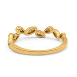 14k Gold 0.13ct Round Natural Diamond Half Eternity Band Marquise Art Deco 3.5mm Leaves Wedding Band Ring Twisted Engagement Ring