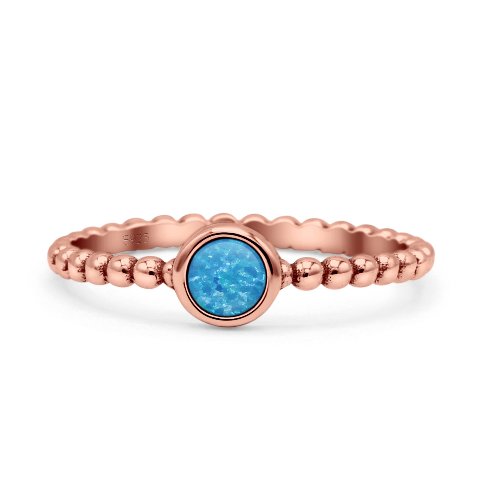 Beaded Round Thumb Ring Oxidized Lab Created Opal 925 Sterling Silver