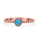 Beaded Round Thumb Ring Oxidized Lab Created Opal 925 Sterling Silver