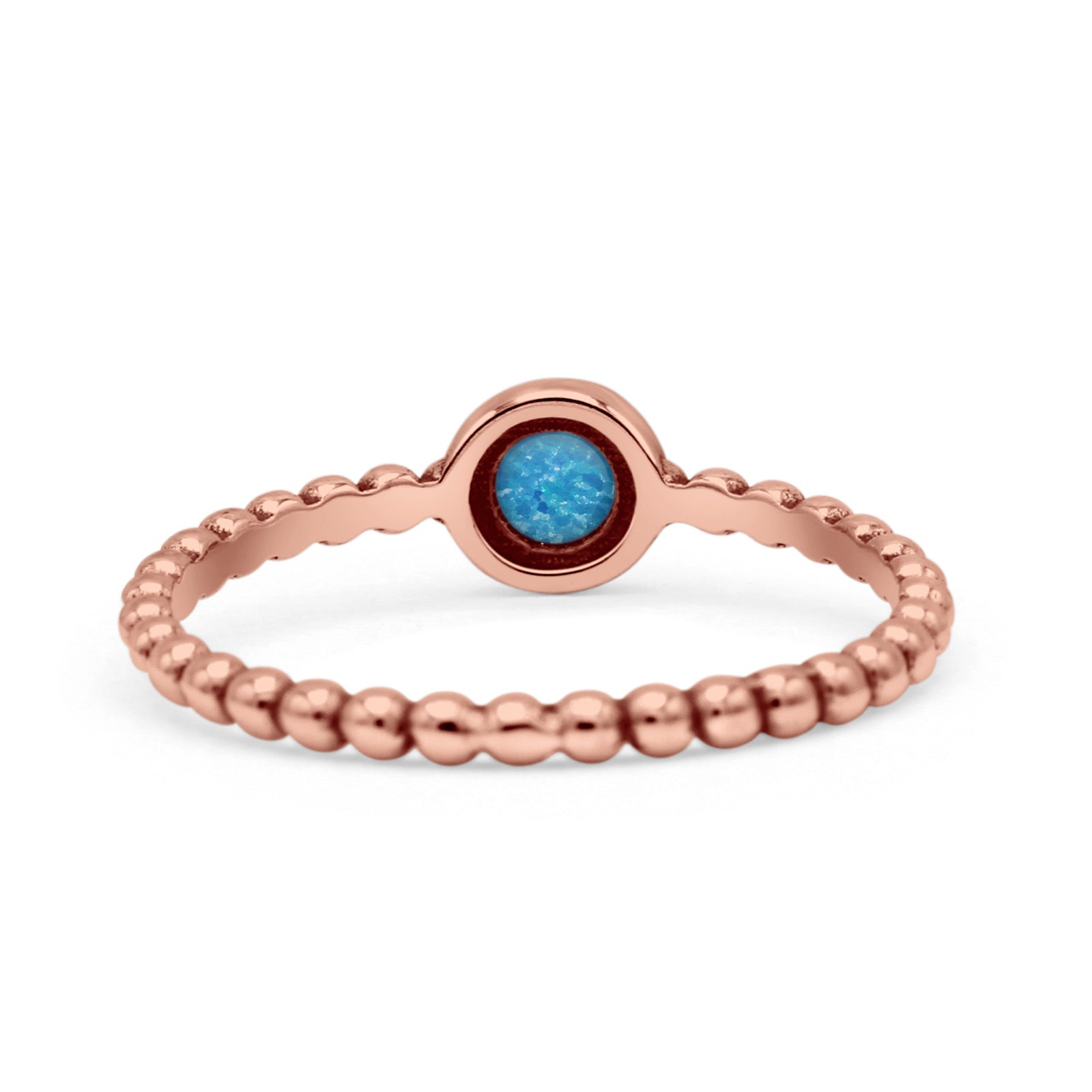 Beaded Round Thumb Ring Oxidized Lab Created Opal 925 Sterling Silver