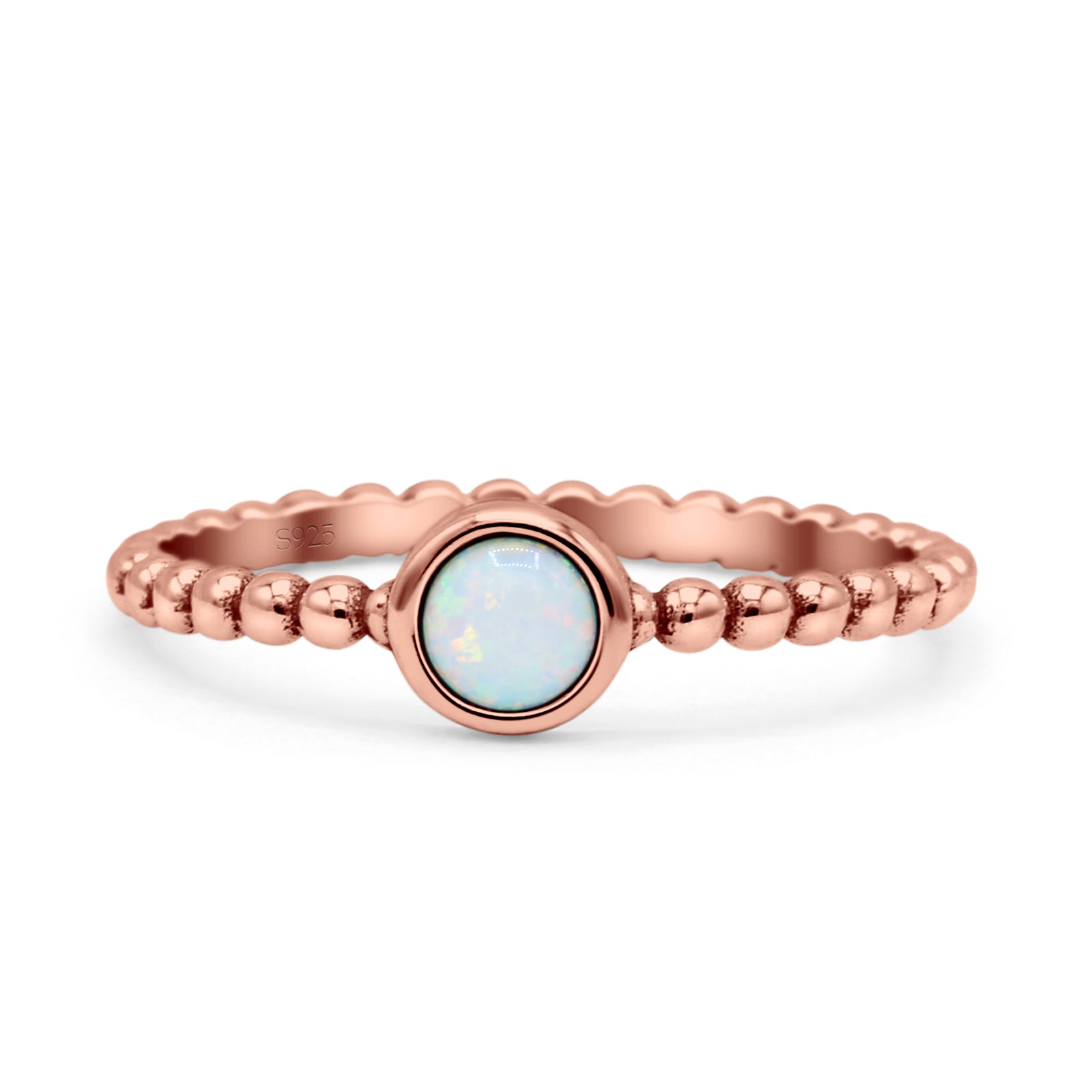 Beaded Round Thumb Ring Oxidized Lab Created Opal 925 Sterling Silver