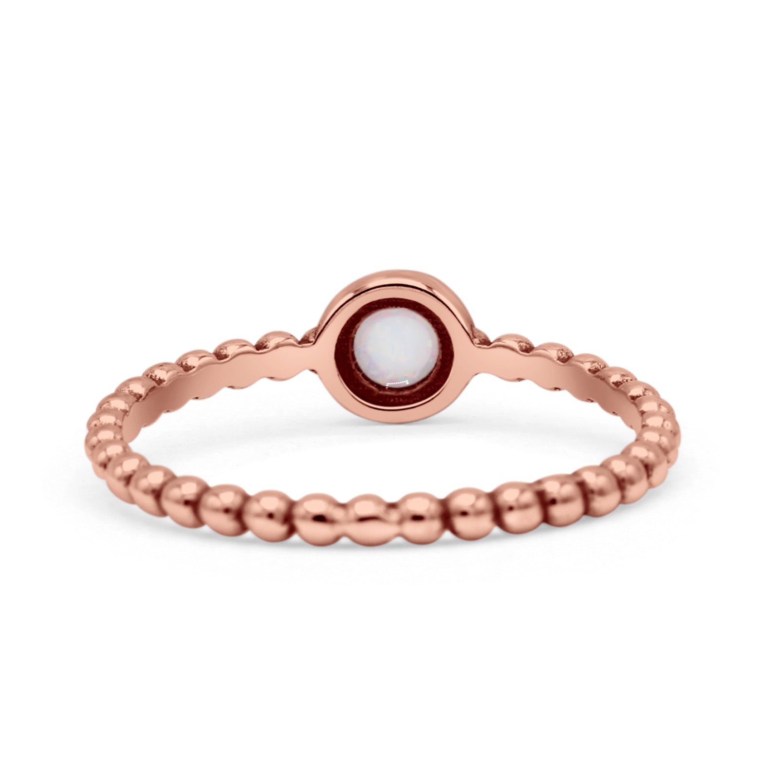 Beaded Round Thumb Ring Oxidized Lab Created Opal 925 Sterling Silver