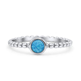 Beaded Round Thumb Ring Oxidized Lab Created Opal 925 Sterling Silver