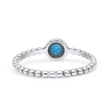Beaded Round Thumb Ring Oxidized Lab Created Opal 925 Sterling Silver