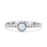 Beaded Round Thumb Ring Oxidized Lab Created Opal 925 Sterling Silver