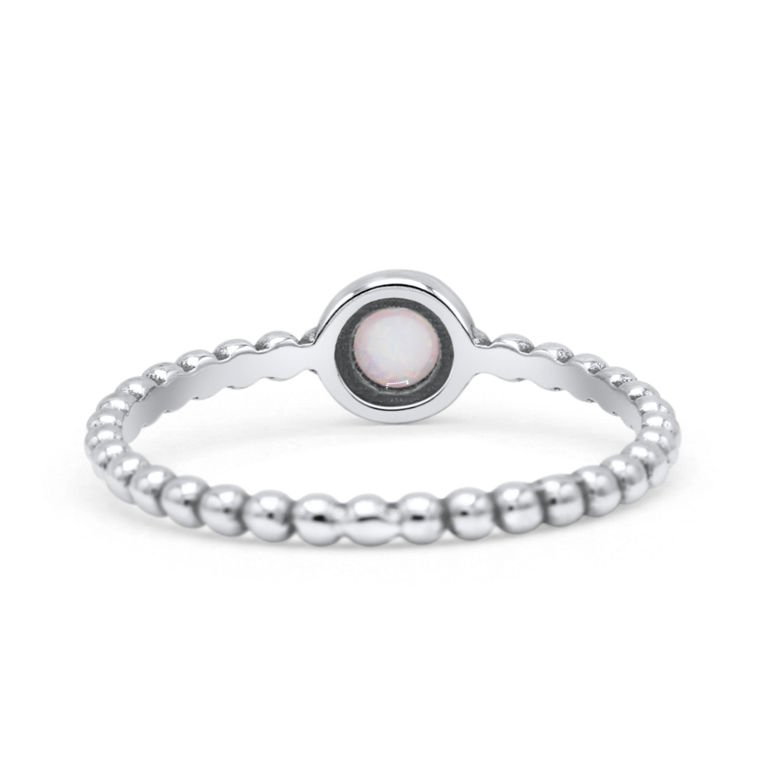 Beaded Round Thumb Ring Oxidized Lab Created Opal 925 Sterling Silver