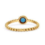 Beaded Round Thumb Ring Oxidized Lab Created Opal 925 Sterling Silver