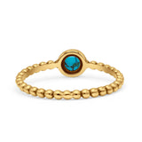 Beaded Round Thumb Ring Oxidized Lab Created Opal 925 Sterling Silver