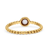 Beaded Round Thumb Ring Oxidized Lab Created Opal 925 Sterling Silver