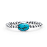 Beaded Oxidized Thumb Ring Oval Statement Fashion Ring Band Lab Created Opal 925 Sterling Silver