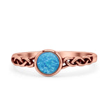 Celtic Style Round Thumb Ring Oxidized Statement Fashion Ring Band Lab Created Opal 925 Sterling Silver