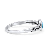 Celtic Style Round Thumb Ring Oxidized Statement Fashion Ring Band Lab Created Opal 925 Sterling Silver