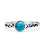Celtic Style Round Thumb Ring Oxidized Statement Fashion Ring Band Lab Created Opal 925 Sterling Silver