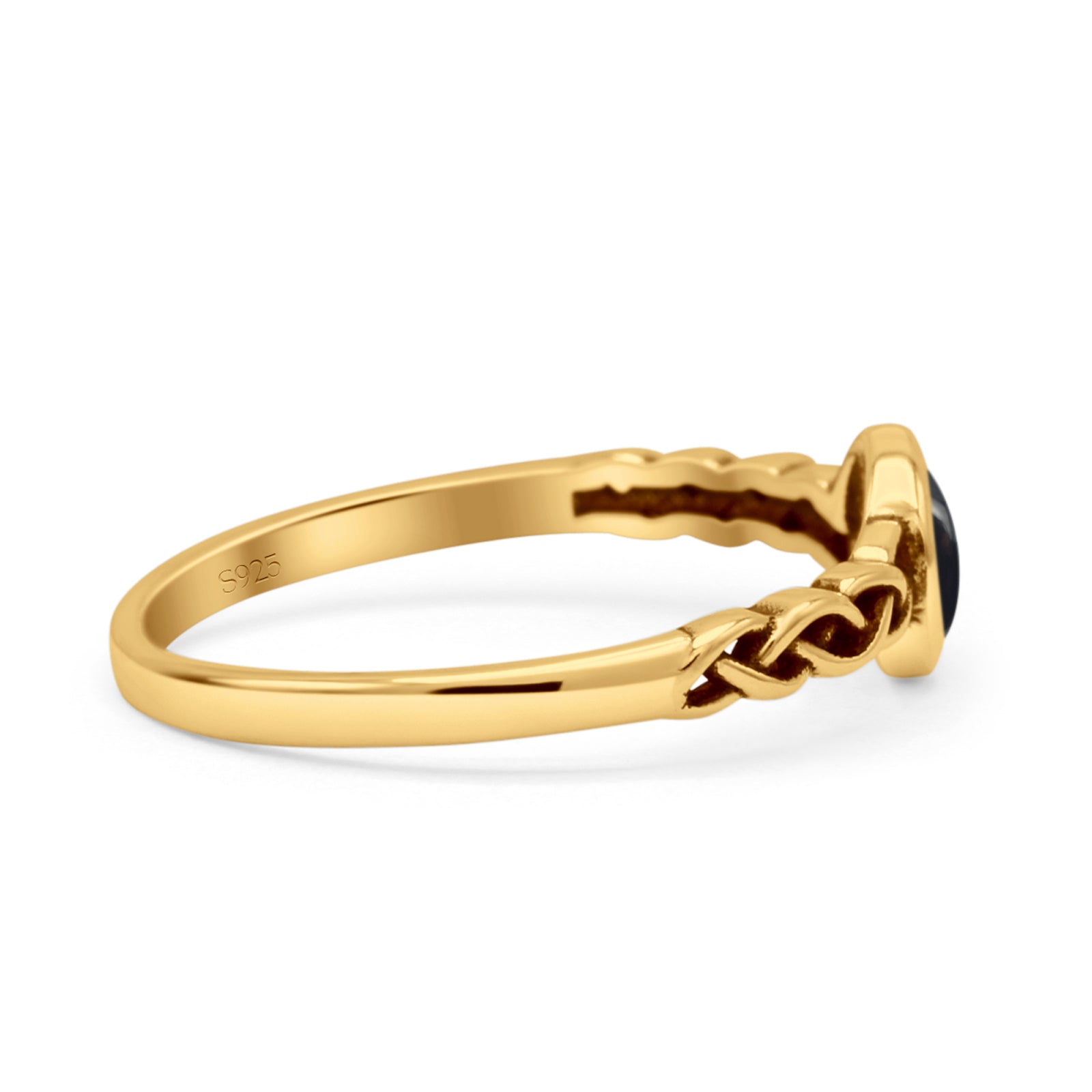 Celtic Style Round Thumb Ring Oxidized Statement Fashion Ring Band Lab Created Opal 925 Sterling Silver