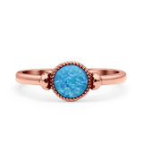 Round Thumb Ring Oxidized Statement Fashion Ring Band Lab Created Opal 925 Sterling Silver