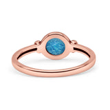 Round Thumb Ring Oxidized Statement Fashion Ring Band Lab Created Opal 925 Sterling Silver