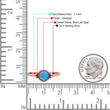 Round Thumb Ring Oxidized Statement Fashion Ring Band Lab Created Opal 925 Sterling Silver