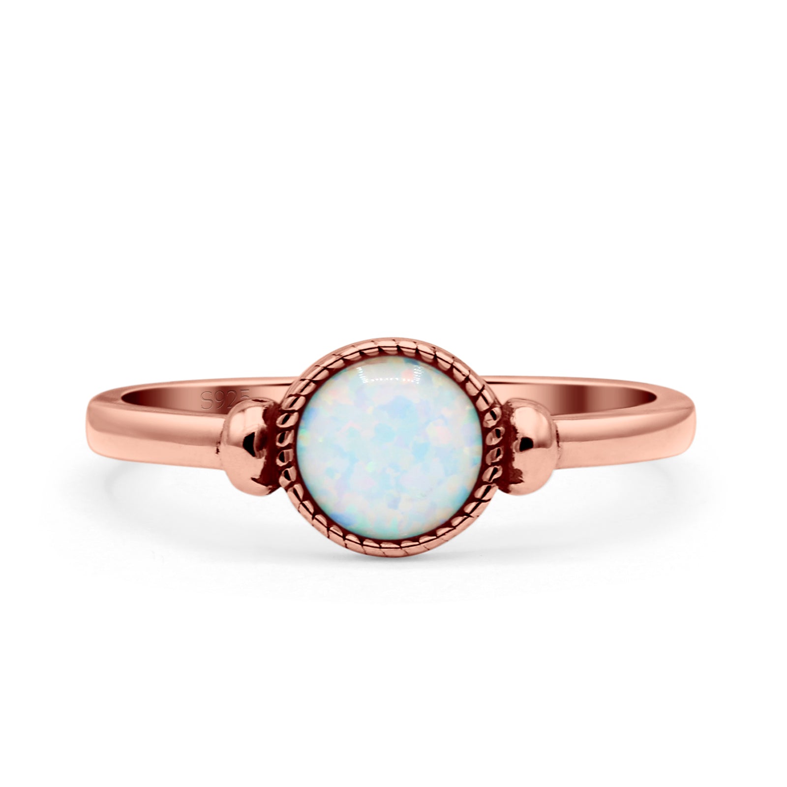 Round Thumb Ring Oxidized Statement Fashion Ring Band Lab Created Opal 925 Sterling Silver
