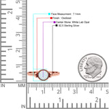 Round Thumb Ring Oxidized Statement Fashion Ring Band Lab Created Opal 925 Sterling Silver