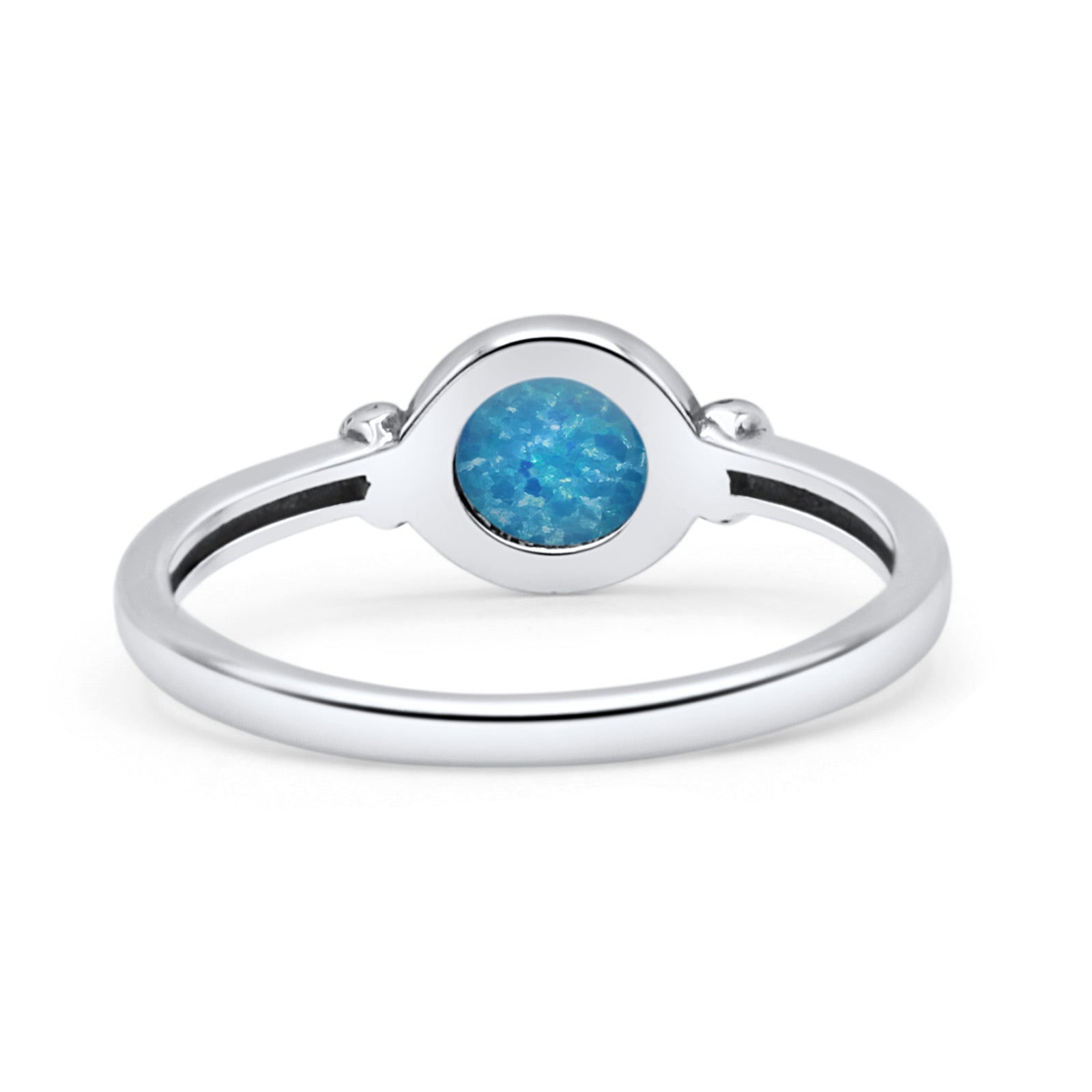 Round Thumb Ring Oxidized Statement Fashion Ring Band Lab Created Opal 925 Sterling Silver