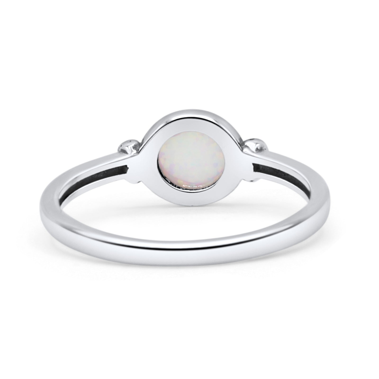 Round Thumb Ring Oxidized Statement Fashion Ring Band Lab Created Opal 925 Sterling Silver