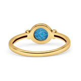 Round Thumb Ring Oxidized Statement Fashion Ring Band Lab Created Opal 925 Sterling Silver