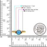 Round Thumb Ring Oxidized Statement Fashion Ring Band Lab Created Opal 925 Sterling Silver