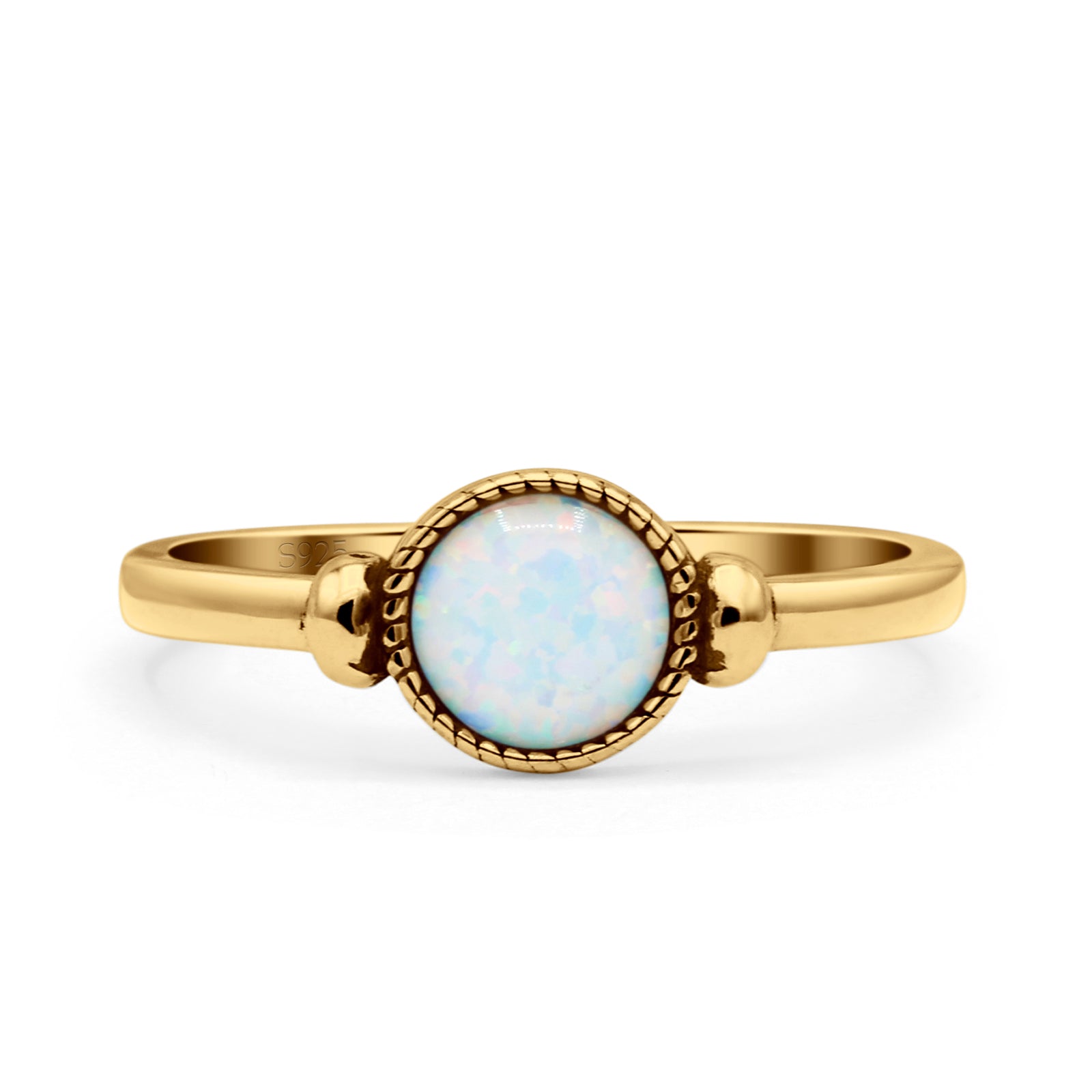 Round Thumb Ring Oxidized Statement Fashion Ring Band Lab Created Opal 925 Sterling Silver