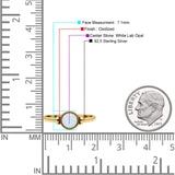 Round Thumb Ring Oxidized Statement Fashion Ring Band Lab Created Opal 925 Sterling Silver