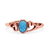 Heart Oval Thumb Ring Oxidized Statement Fashion Ring Band Lab Created Opal 925 Sterling Silver