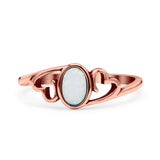 Heart Oval Thumb Ring Oxidized Statement Fashion Ring Band Lab Created Opal 925 Sterling Silver