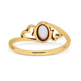 Heart Oval Thumb Ring Oxidized Statement Fashion Ring Band Lab Created Opal 925 Sterling Silver