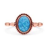 Oval Thumb Ring Oxidized Statement Fashion Ring Band Lab Created Opal 925 Sterling Silver
