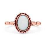 Oval Thumb Ring Oxidized Statement Fashion Ring Band Lab Created Opal 925 Sterling Silver