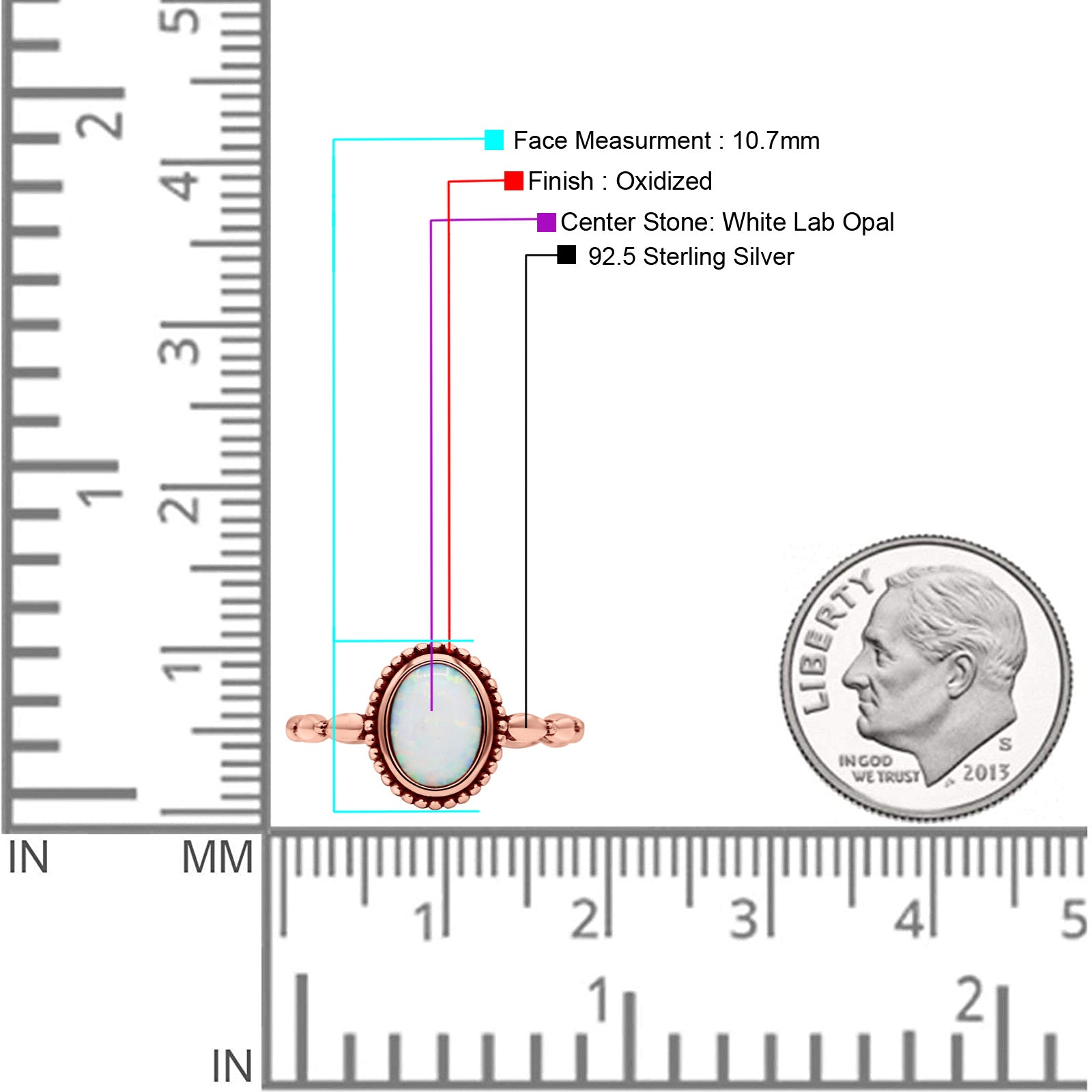 Oval Thumb Ring Oxidized Statement Fashion Ring Band Lab Created Opal 925 Sterling Silver