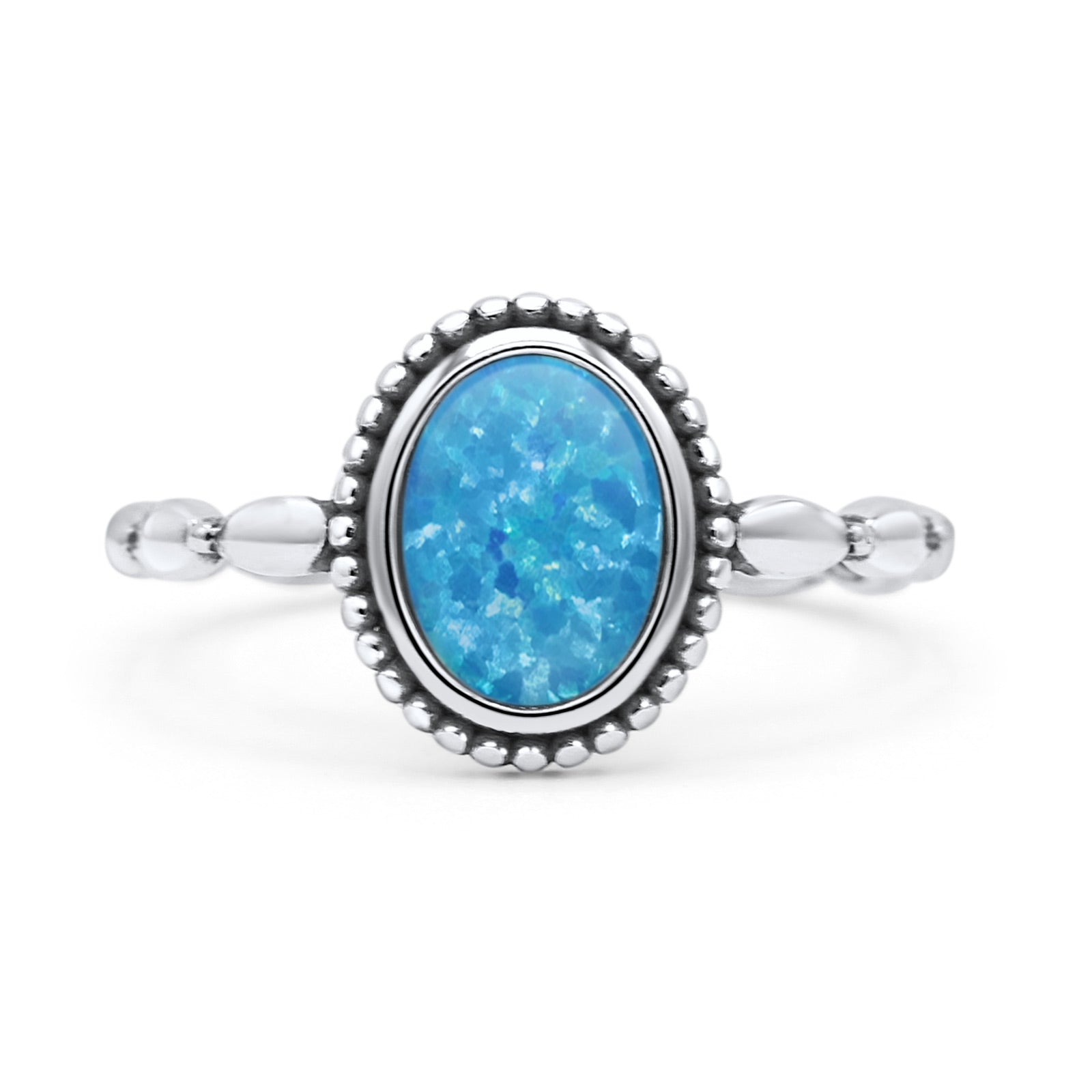Oval Thumb Ring Oxidized Statement Fashion Ring Band Lab Created Opal 925 Sterling Silver