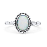 Oval Thumb Ring Oxidized Statement Fashion Ring Band Lab Created Opal 925 Sterling Silver