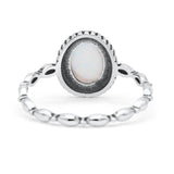 Oval Thumb Ring Oxidized Statement Fashion Ring Band Lab Created Opal 925 Sterling Silver