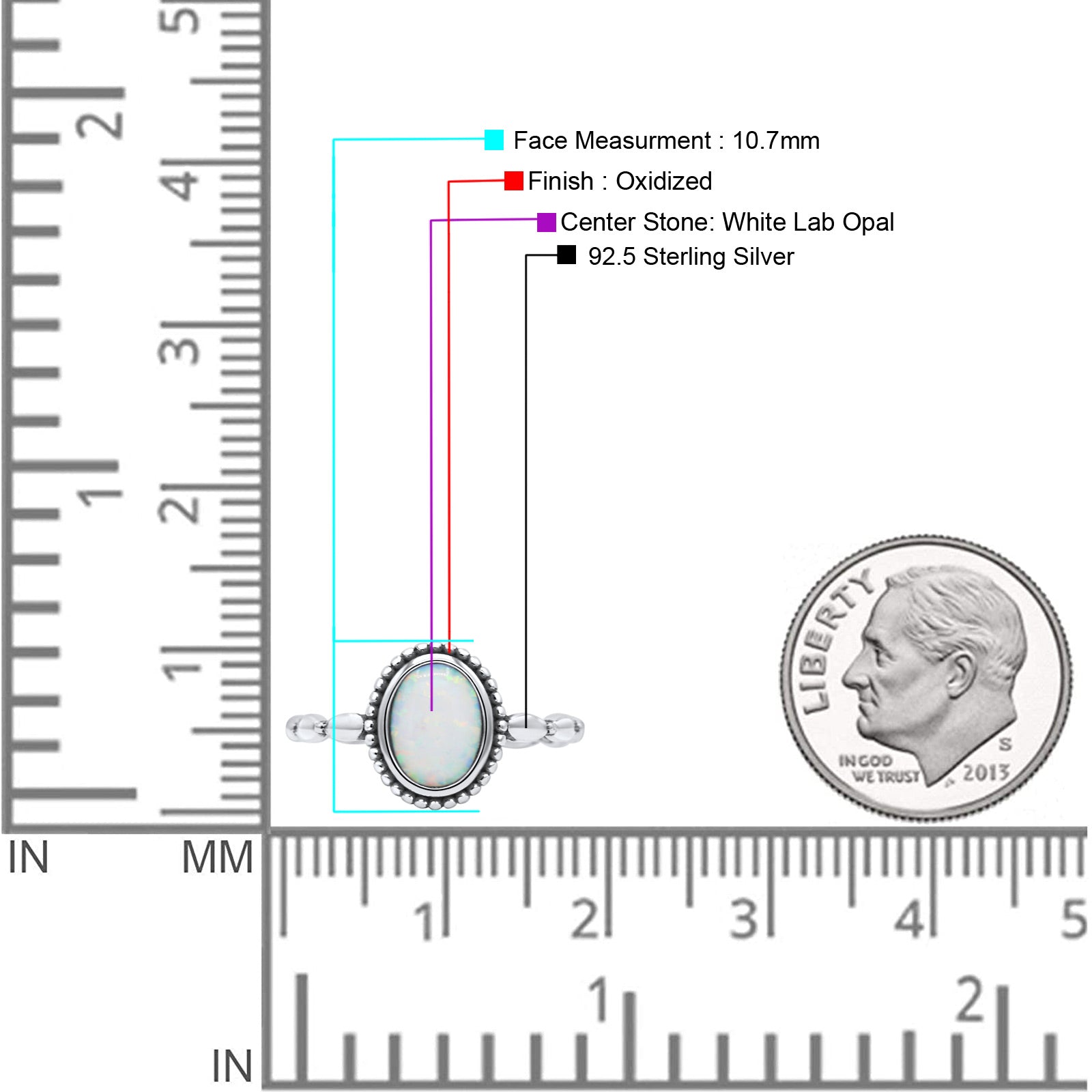 Oval Thumb Ring Oxidized Statement Fashion Ring Band Lab Created Opal 925 Sterling Silver